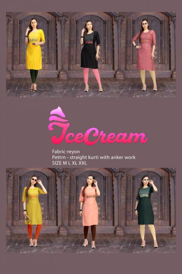 FT Ice Cream Rayon Embroidery Kurti Collection 